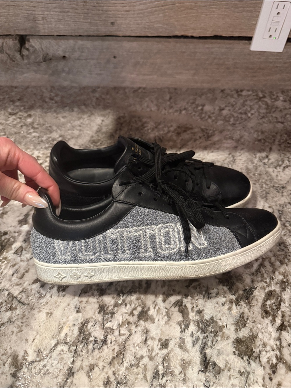 Louis Vuitton Black & Gray Low-Top Logo Sneakers